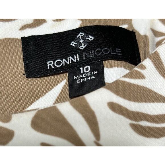 Ronni Nicole white Light Brown floral sleeveless dress size 10 - Picture 3 of 5